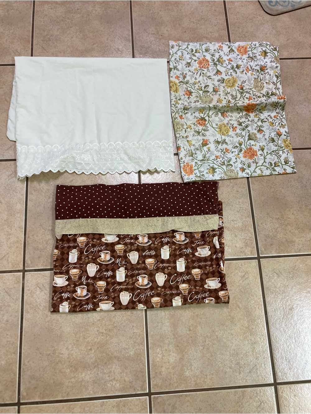 Home Bedding Pillowcase Set - White, Floral, and Coffee Brown  3 Pillowcases